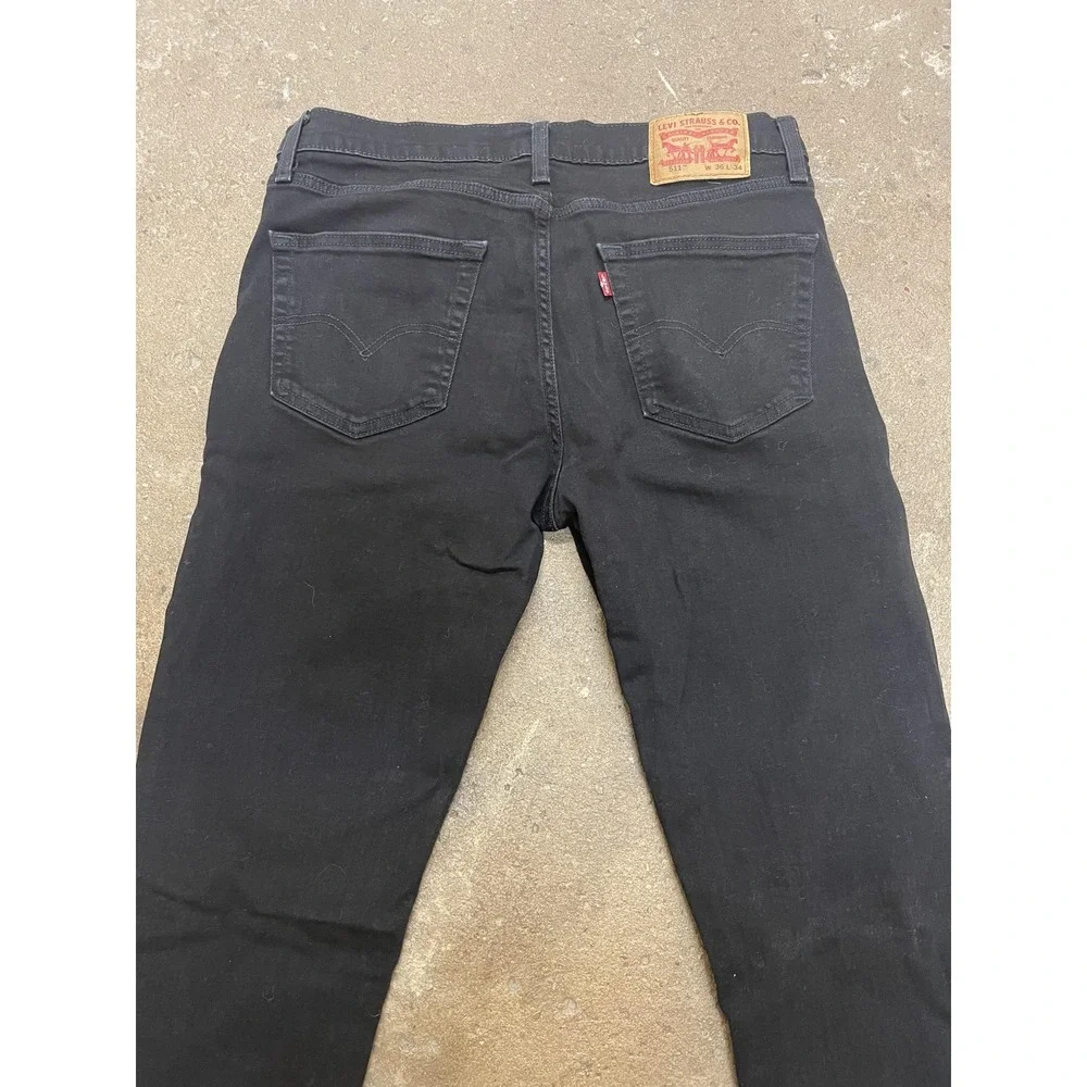 Levis 511 Jeans Mens 36x34 Black Denim Slim‎ Fit Straight Leg Zip Fly 5-Pocket